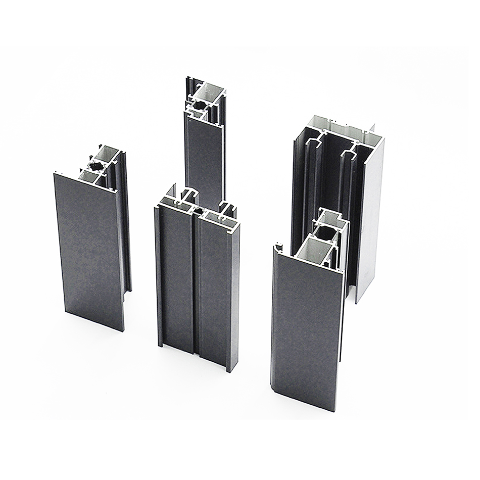 Detalle de perfil de aluminio anodizado con cámara de rotura térmica